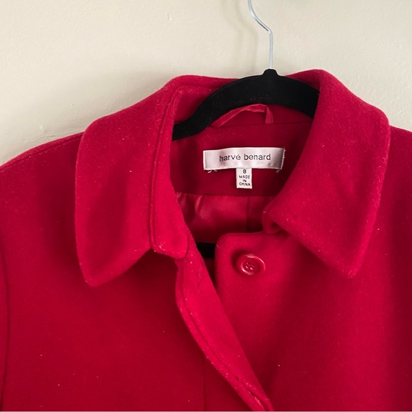 Harvé Benard Red Coat - %100 Wool - Picture 14 of 15